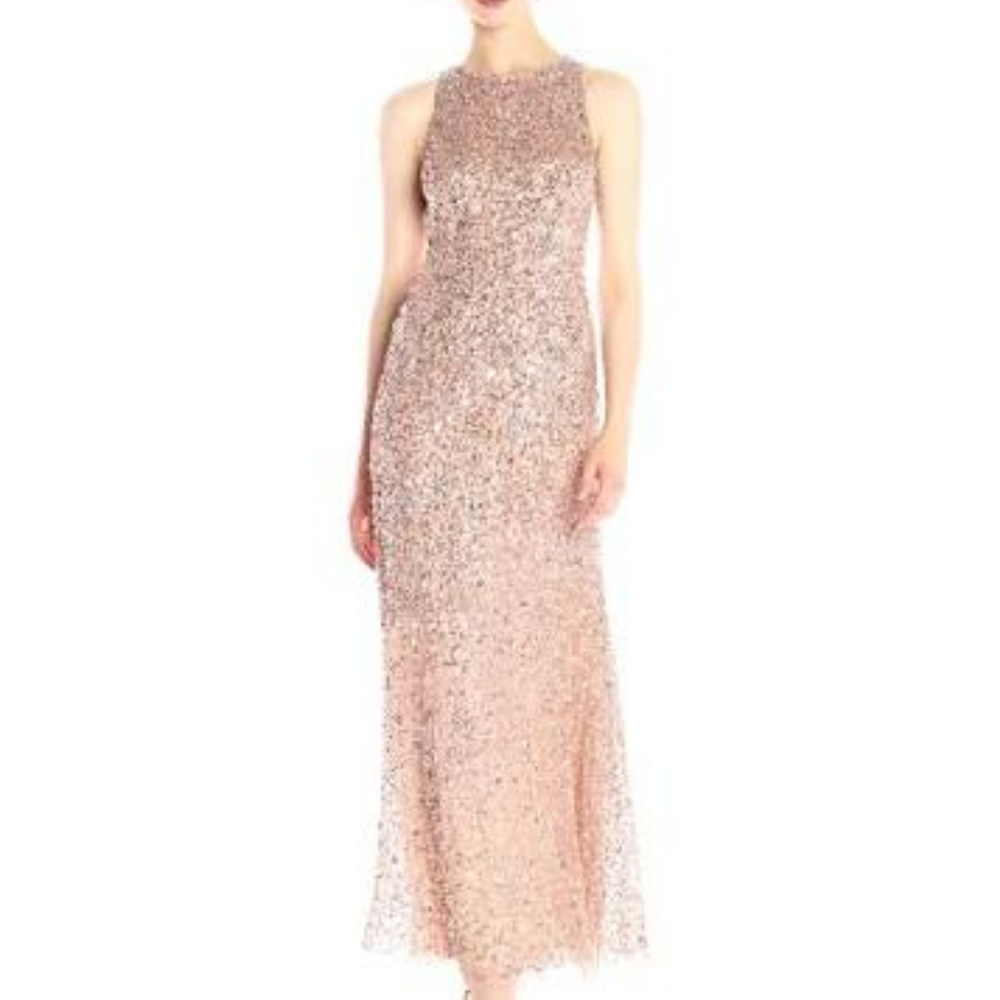 Adrianna Papell Gold Sequin Halter Dress - Picture 3 of 3
